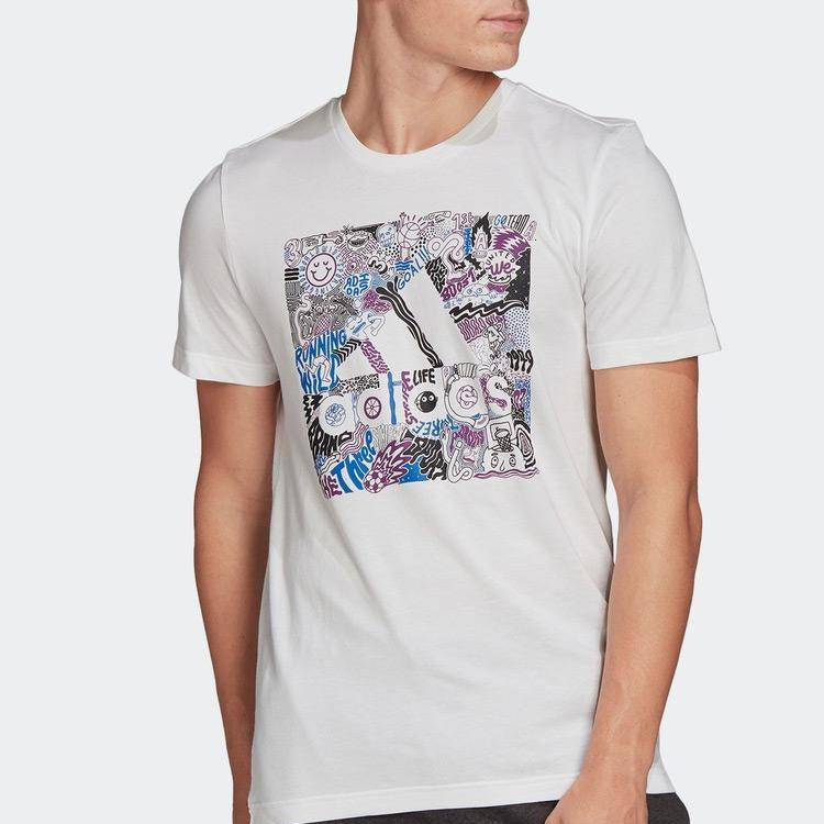 adidas Sports Logo Round Neck Short Sleeve White FN1752
