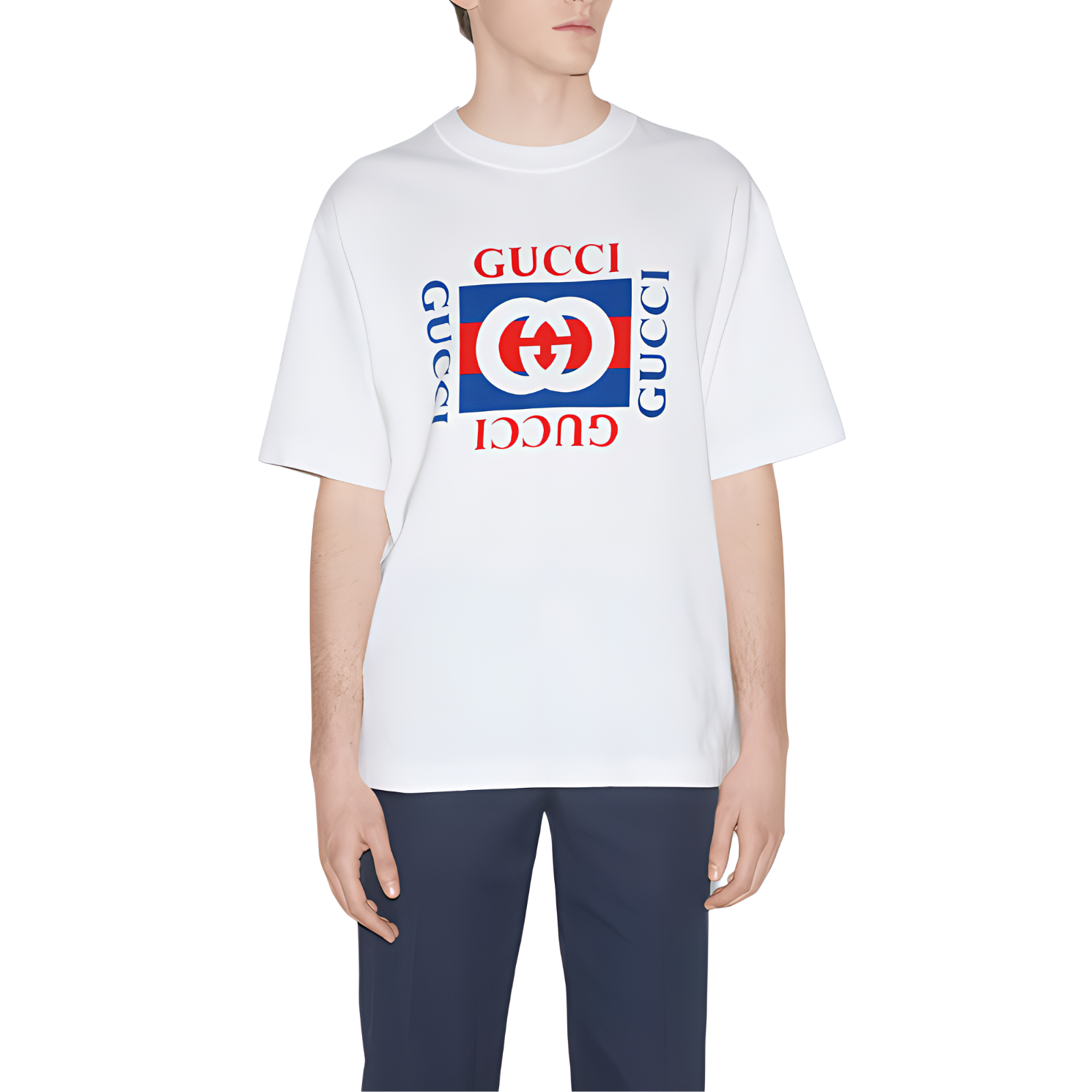 Gucci Cotton Jersey T-Shirt With Gucci Print 'White' 784361-XJGKA-9074