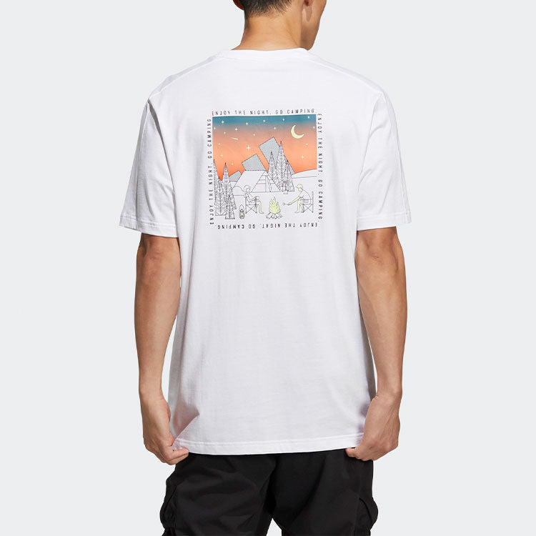 adidas Casual Sports Breathable Pattern Short Sleeve White HI3036