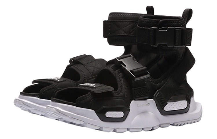 Li-Ning PLATFORM Paris Fashion Week Catwalk Series Black Green Sandals 'Black Green' AGBN077-2