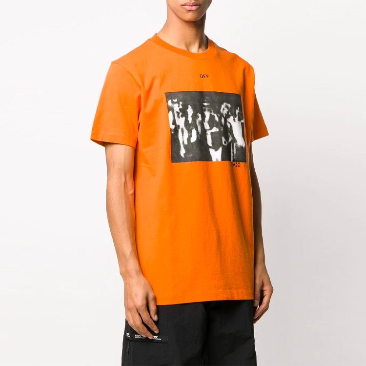 Off-White Graffiti Arrow Pattern Printing Short Sleeve Loose Fit Orange OMAA027R201850151910