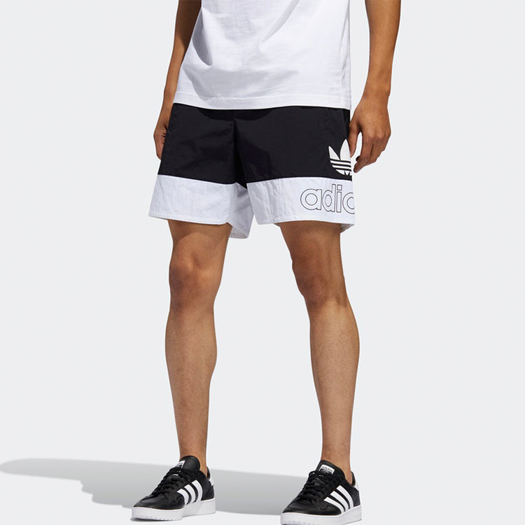 adidas originals Logo Alphabet Printing Splicing Loose Shorts Black White FM1547