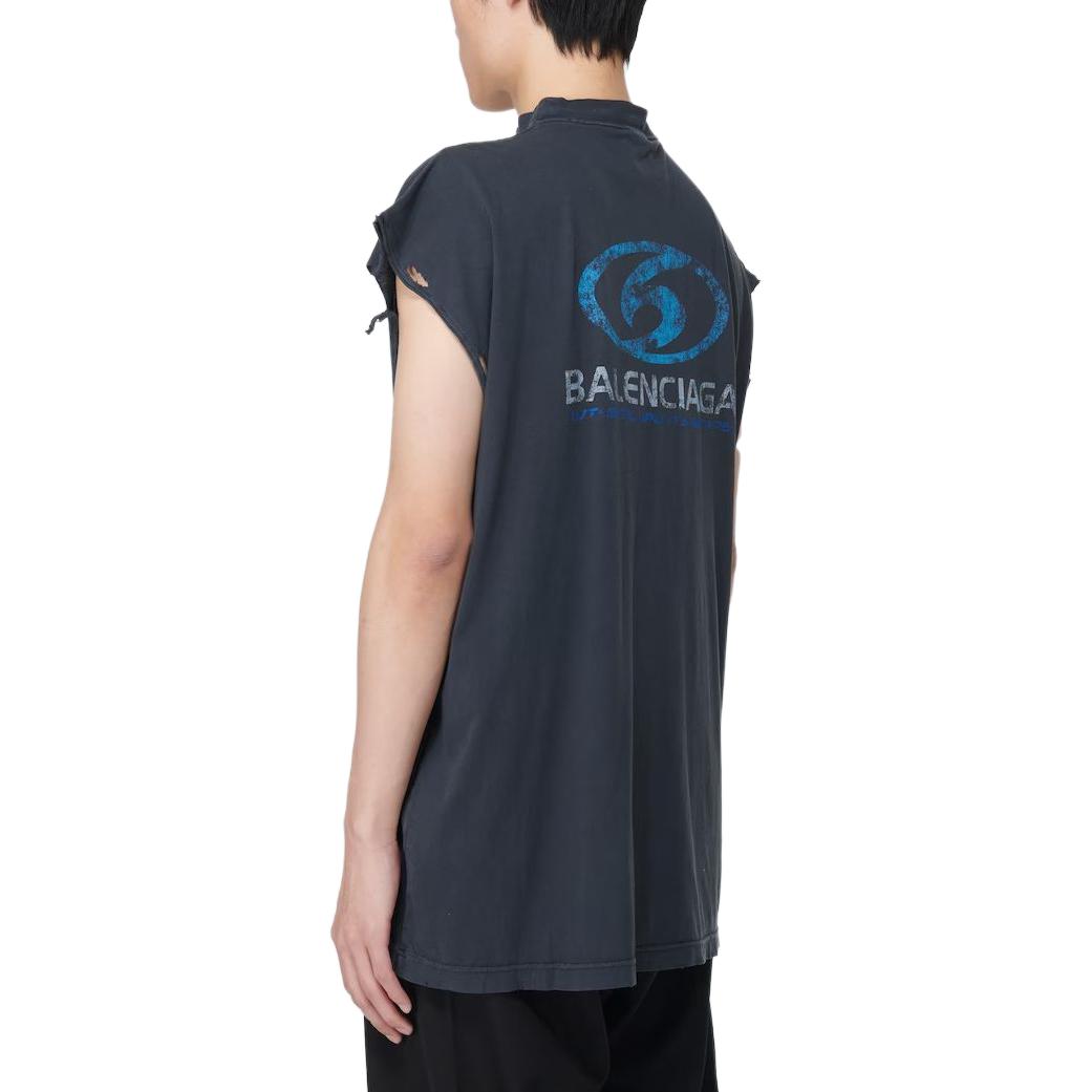 Balenciaga Surfer Sleeveless T-shirt 'Black Blue' 767844TPVM31412