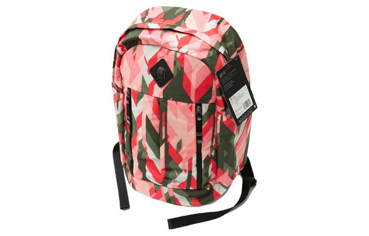 Nike Splicing Colorblock Sports Outdoor Schoolbag Backpack Pink / Military Green / Red BA5242-808
