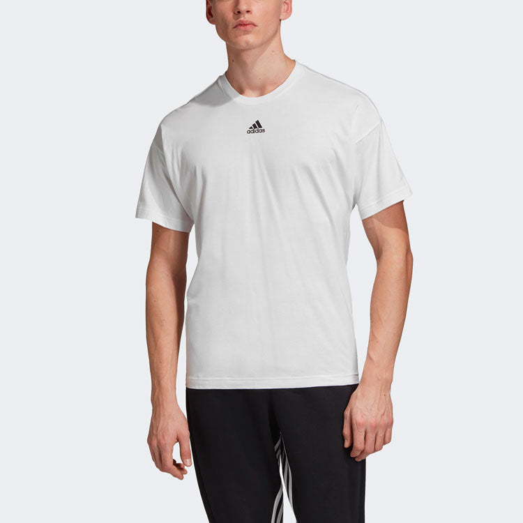 adidas M MH 3S Tee Stripe Sports Round Neck Short Sleeve White DX7656