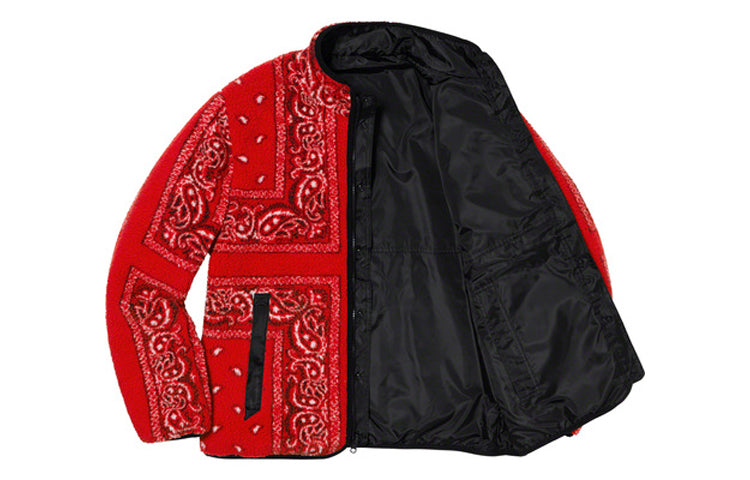 Supreme Reversible Bandana Fleece Jacket 'Red' SUP-FW19-342