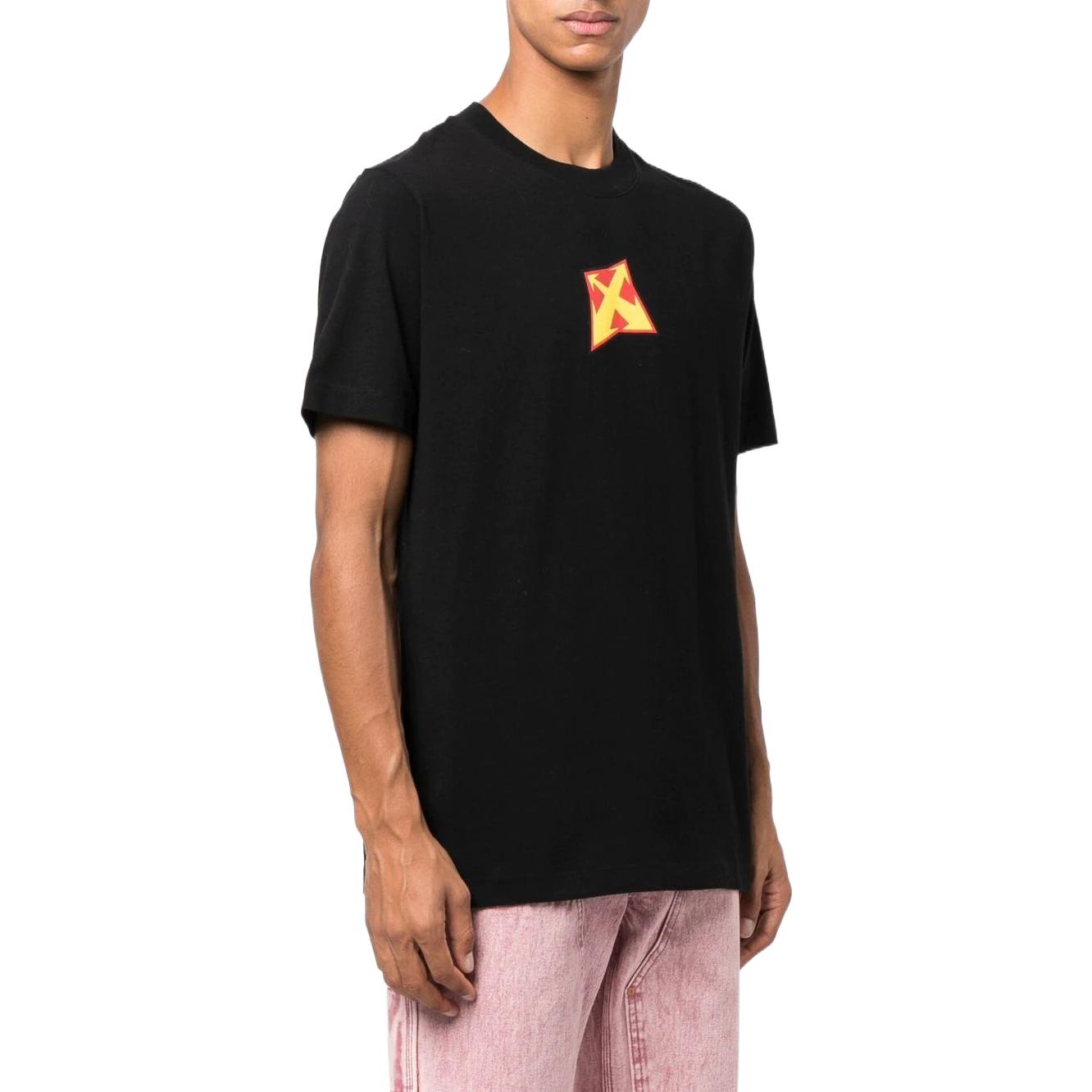Men's Off-White Logo Printing Round Neck Pullover Short Sleeve Black T-Shirt OMAA027F22JER0061018
