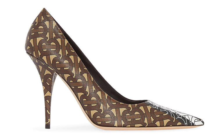 (WMNS) Burberry Elodie Monogram Print Pointed-toe Pumps 'Brown' 8018752
