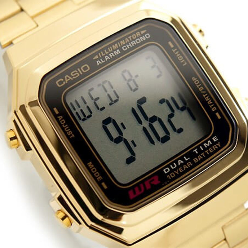 CASIO Couple Quartz Waterproof Unisex Mens GoldYellow Digital A178WGA-1ADF