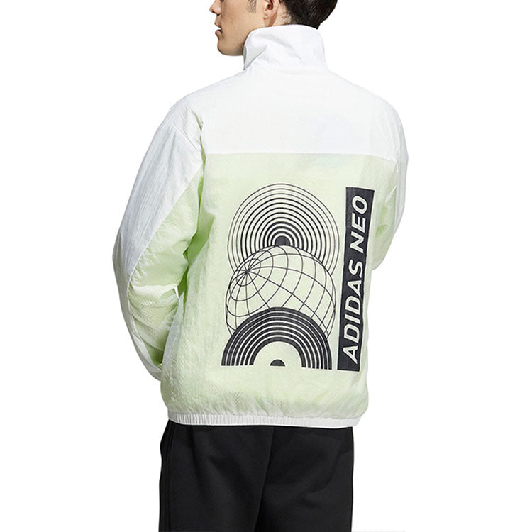 Men's adidas neo Stand Collar Colorblock Zipper Jacket Autumn Colorblock HD4627