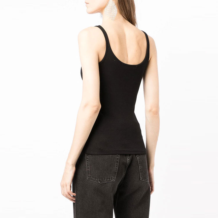 (WMNS) Off-White Logo Scoop Neck Tank Top 'Black' OWAD072C99JER0011001