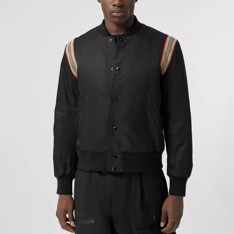 Burberry Classic Striped Shoulder Pilot Jacket For Men Black 80323621
