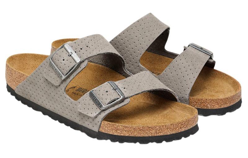 Birkenstock Arizona Suede Embossed Dotted Sandals 'Stone Coin' 1026988