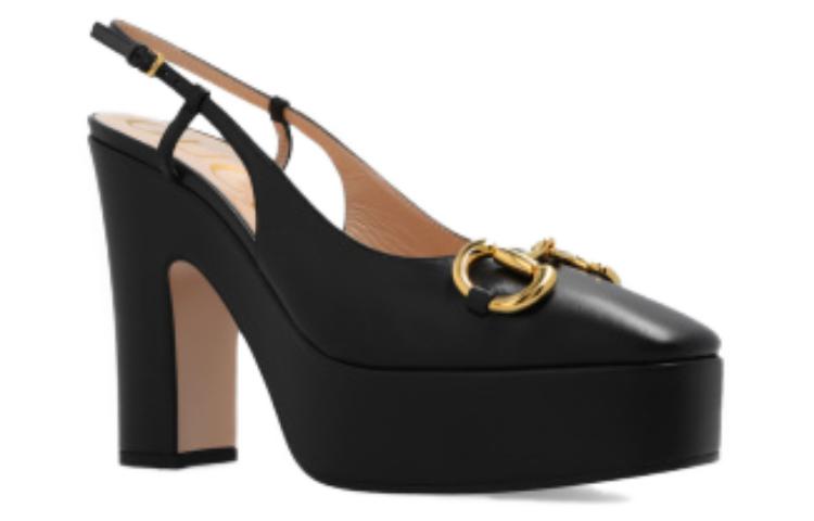 (WMNS) Gucci High heel pump with Horsebit 'Black Leather' 723837-BKO00-1000