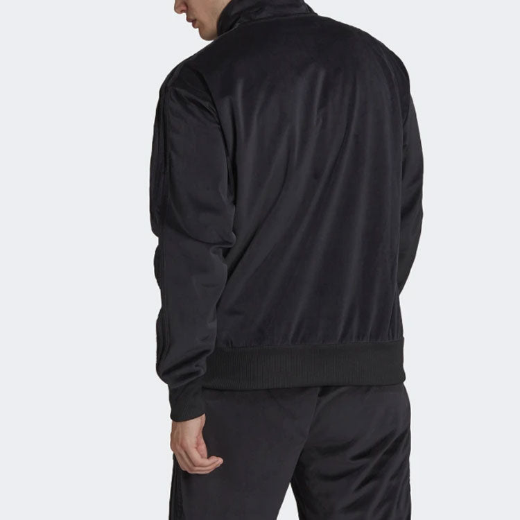Men's adidas originals Velvet Stand Collar Sports Jacket Black H09180