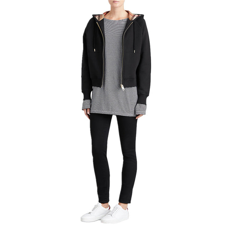 Burberry ribbed Fleece Lined Hooded Jacket Black 40385271