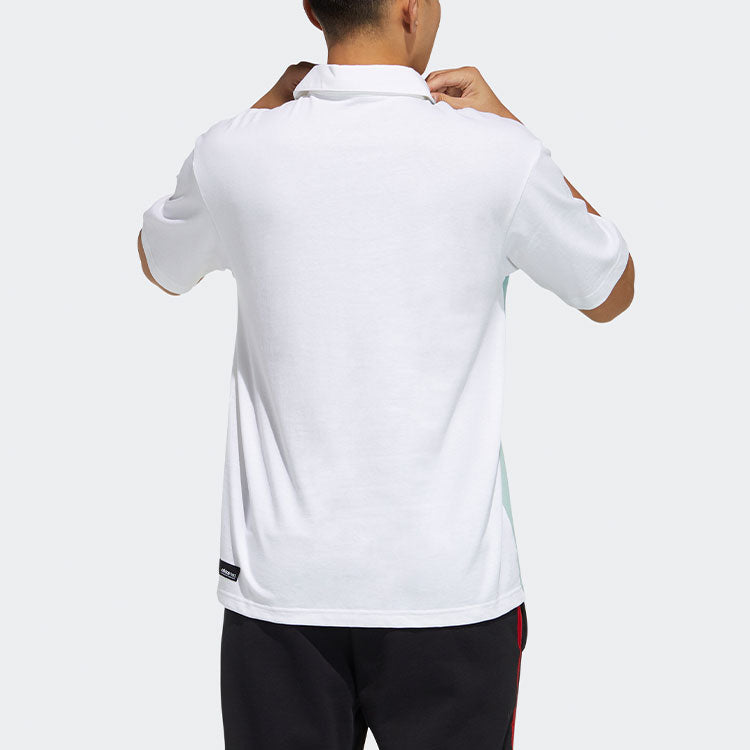 adidas neo Casual Splicing Colorblock Sports Short Sleeve Polo Shirt White GP4822