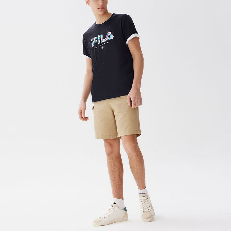 FILA Logo Alphabet Printing Sports Short Sleeve Black F11M128105F-BK