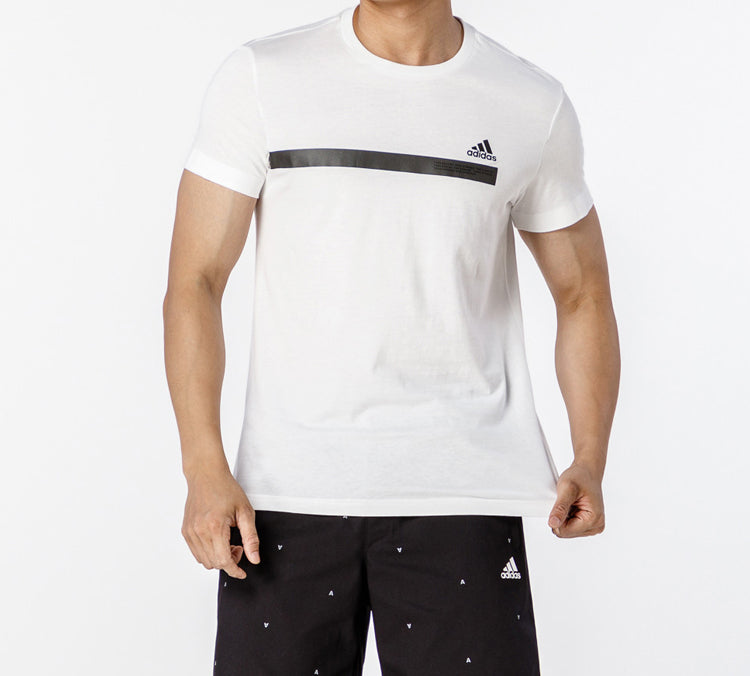 adidas Athleisure Casual Sports Round Neck Breathable Gym Short Sleeve White DZ2212