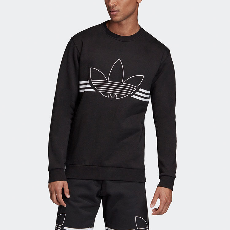 adidas originals Outline Crw Flc Casual Loose Round Neck Black ED4685