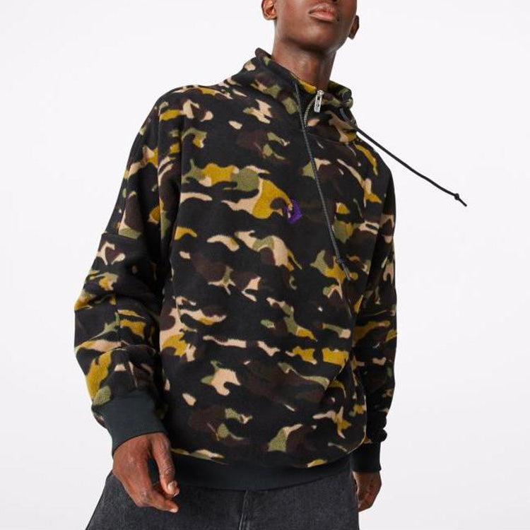 Converse Polar Fleece Archive Camo Funnel Top Sweatshirt Asia Sizing 'Camo Green' 10018304-A01