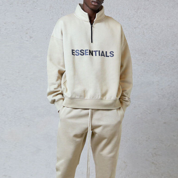 Fear of God Essentials FW20 Half Zip Sweatshirt 'Cream' FOG-FW20-346