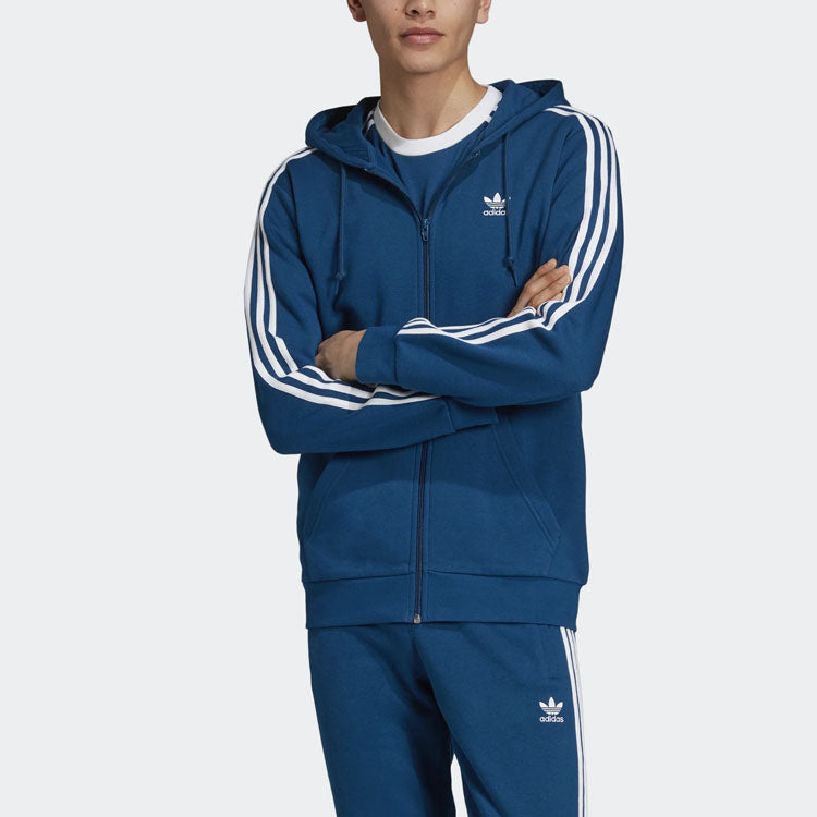 adidas originals Unisex Trefoil Hooded Jacket Blue DV1556