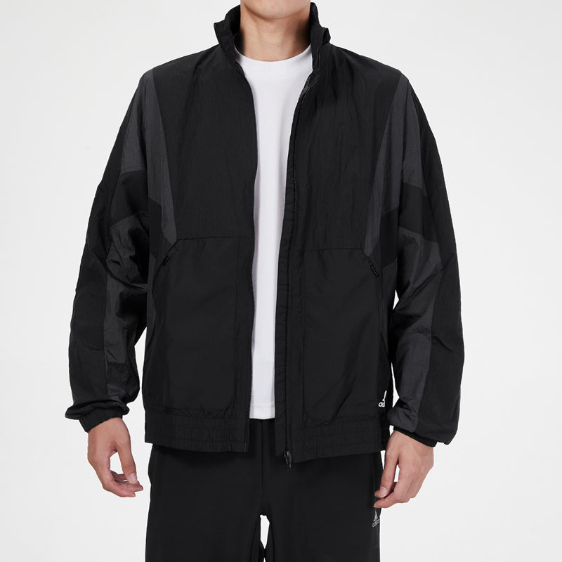 Men's adidas Sports Running Fitness Training Windproof Breathable Jacket Black HE0587