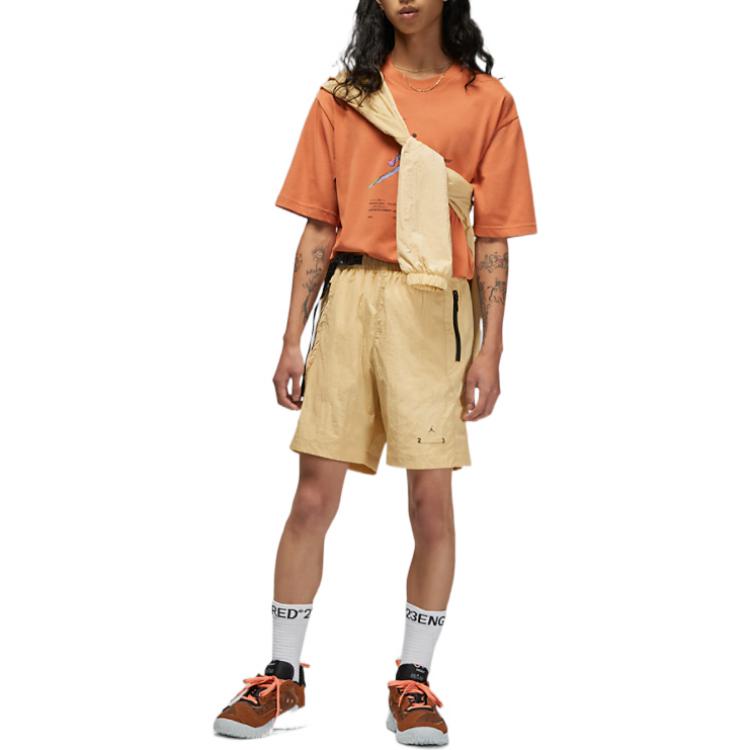 Air Jordan Solid Color Logo Woven Casual Shorts Yellow DQ7876-252