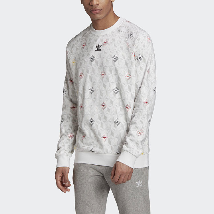 adidas originals Version Logo Printing Casual Sports Round Neck Pullover Long Sleeves White GD5843