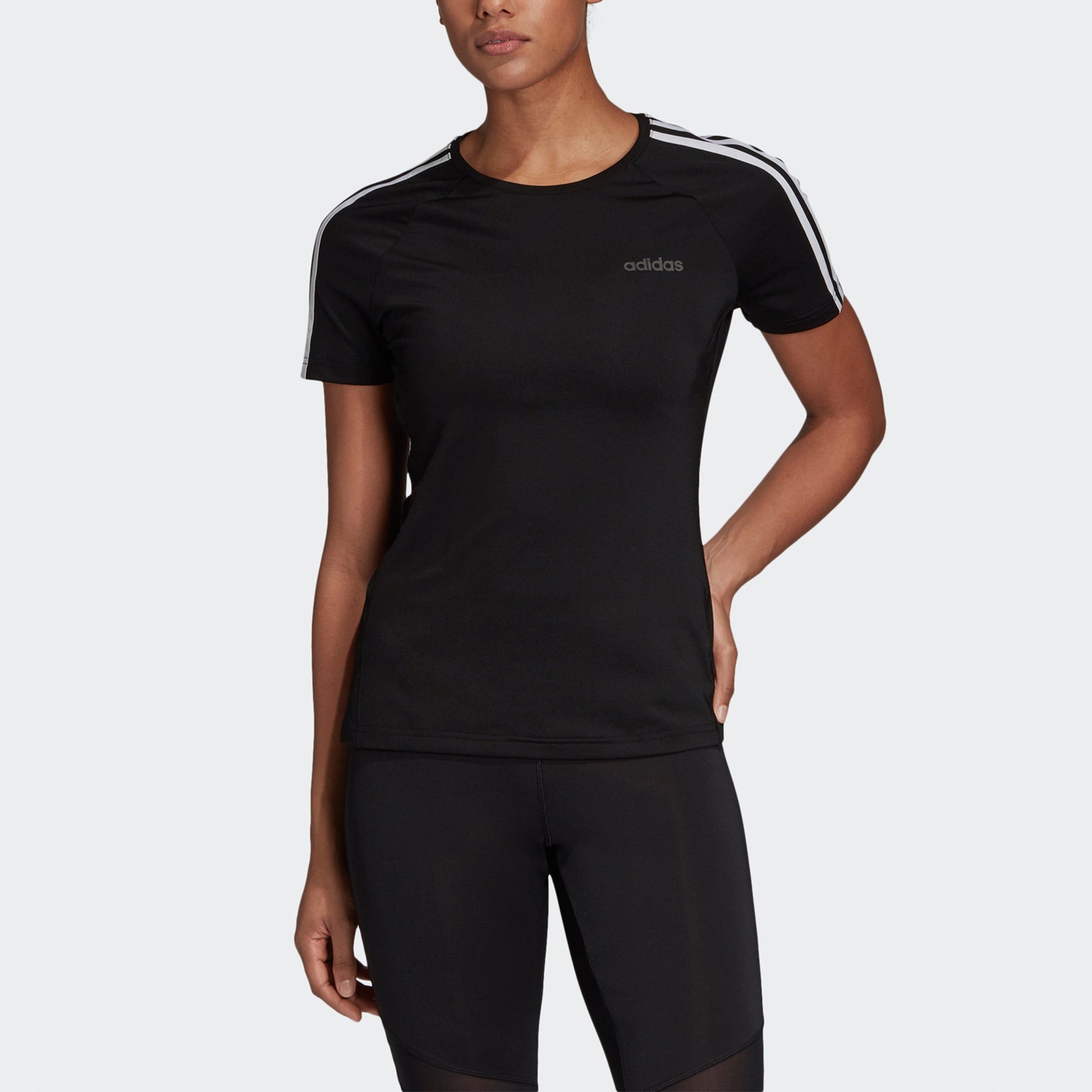 (WMNS) adidas Design 2 Move 3-Stripe T-Shirt Asia Sizing 'Black' EH8722