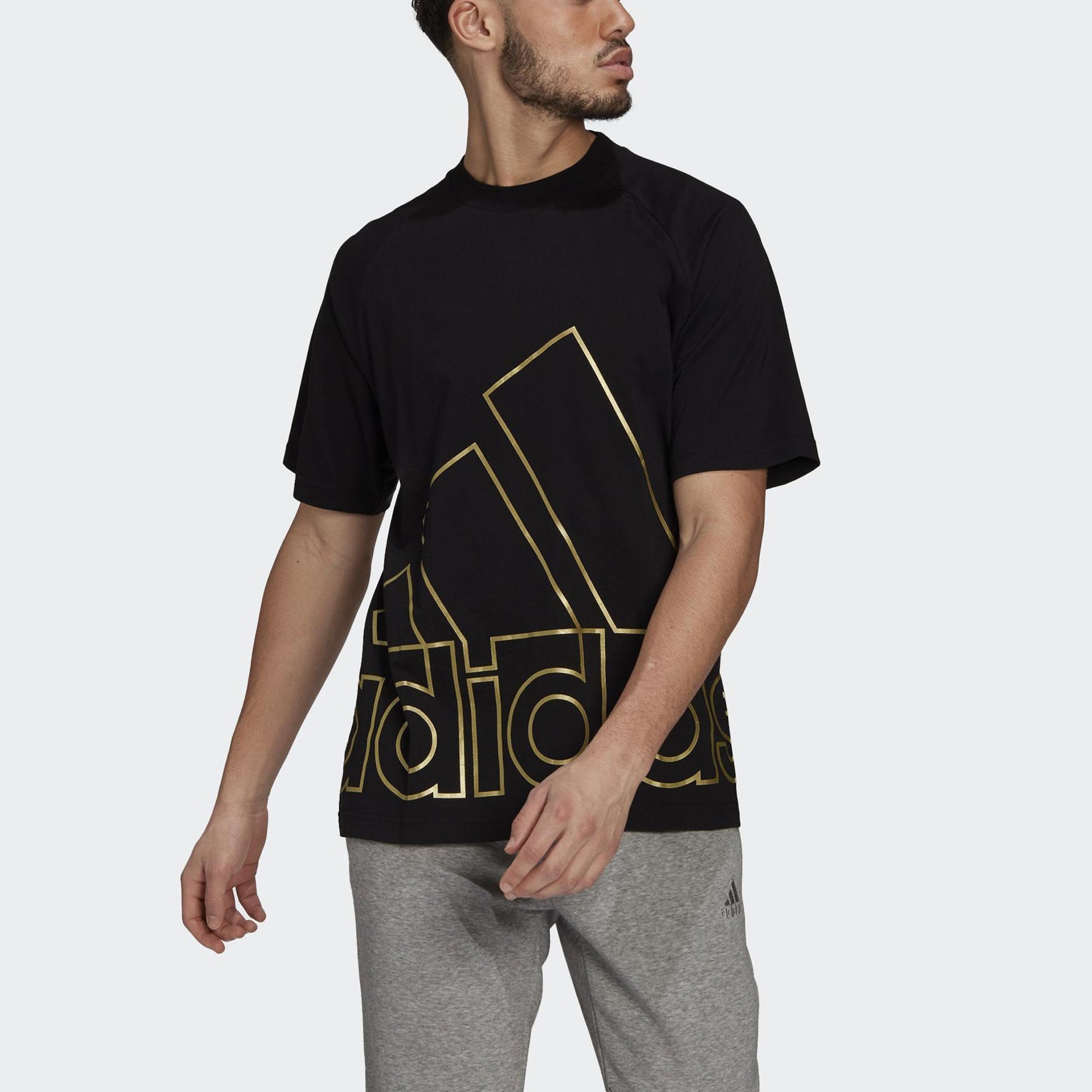 adidas U Big Logo T Sports Stylish Printing Round Neck Short Sleeve Black GU4291