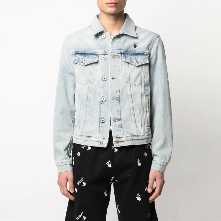 Off-White SS21 Back Printing Denim Jacket Blue OMYE054R21DEN0024010
