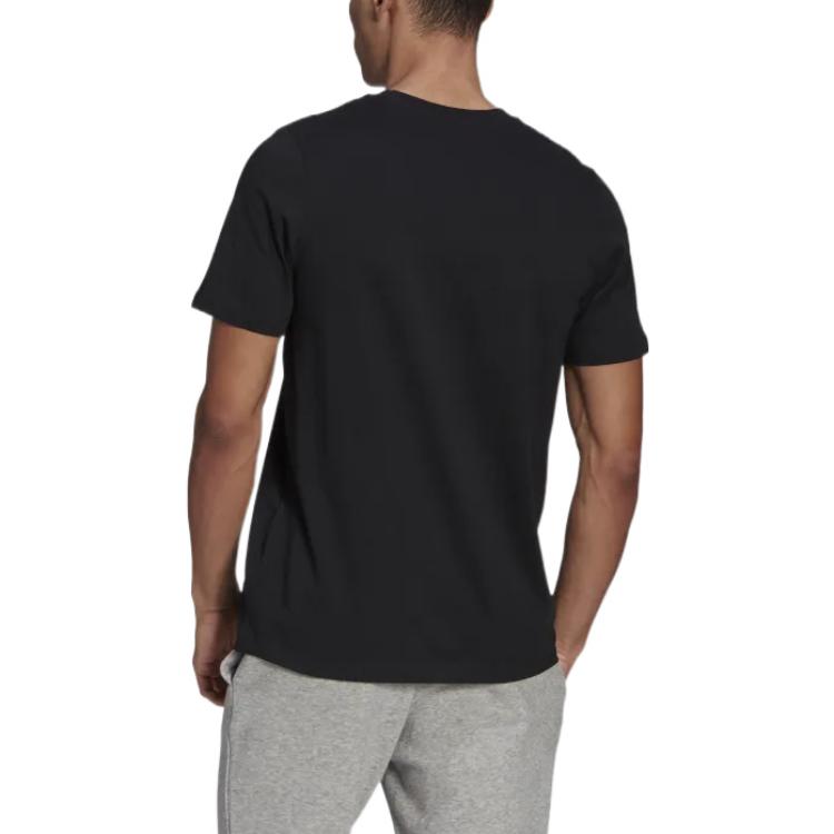 Men's adidas Logo Printing Pattern Round Neck Short Sleeve Black T-Shirt GL3707