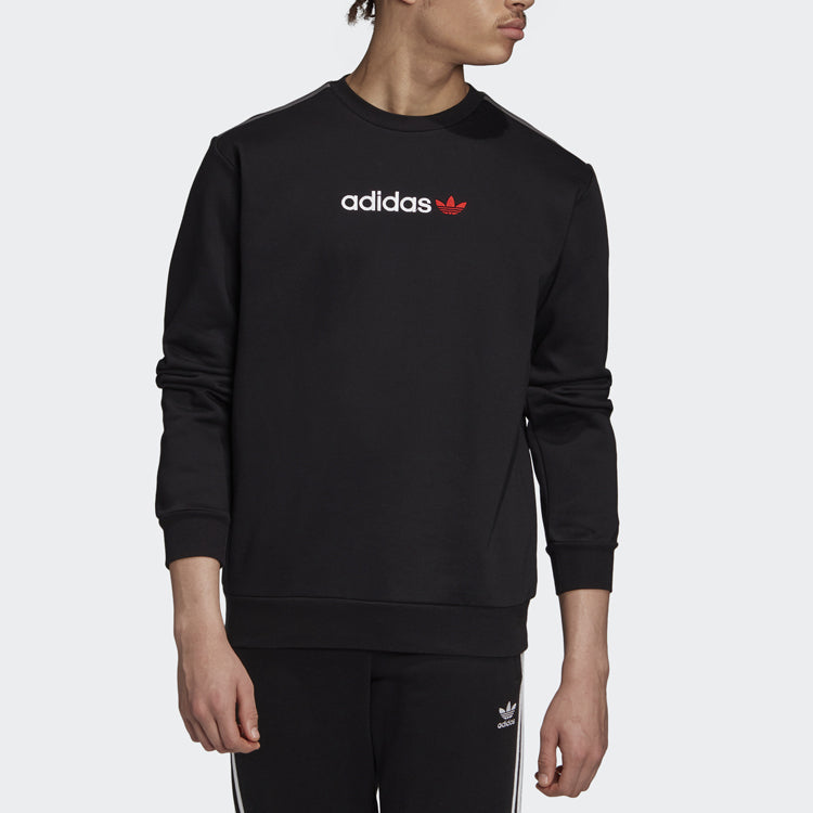 adidas originals Linear Crew logo Printing Casual Sports Black FT9281