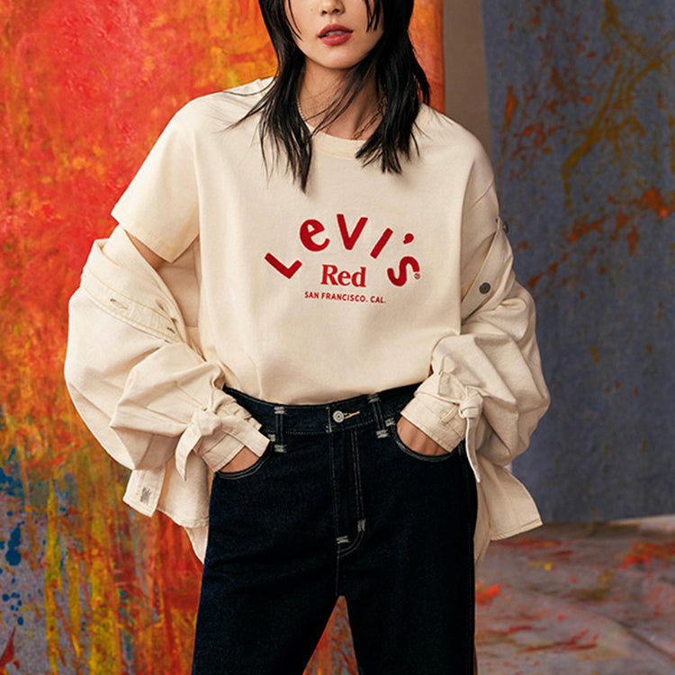 (WMNS) Levis Series Round Neck Short Sleeve Creamy White T-Shirt A0157-0001