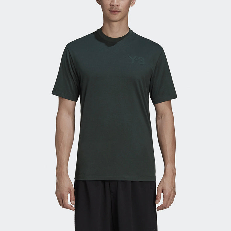 Men's Y-3 Solid Color Casual Short Sleeve Dark Green T-Shirt GK4503