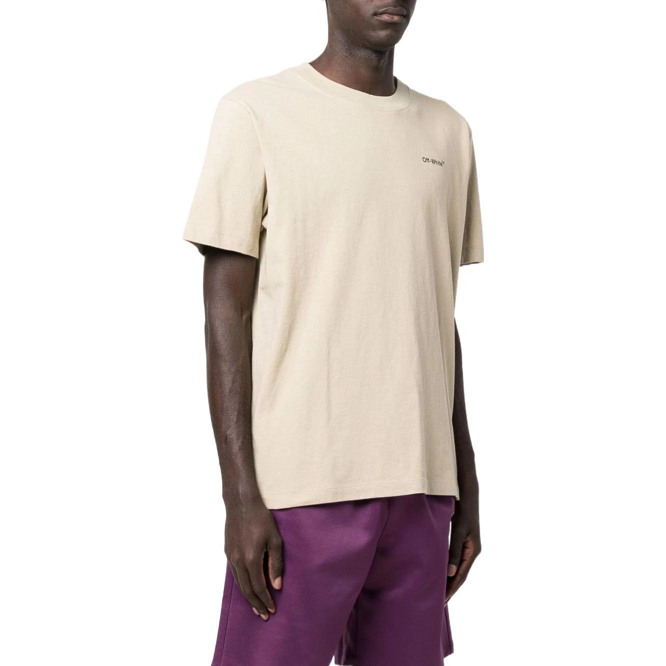 Off-White SS22 Logo Round Neck Printing Short Sleeve Beige OMAA027S22JER0051710