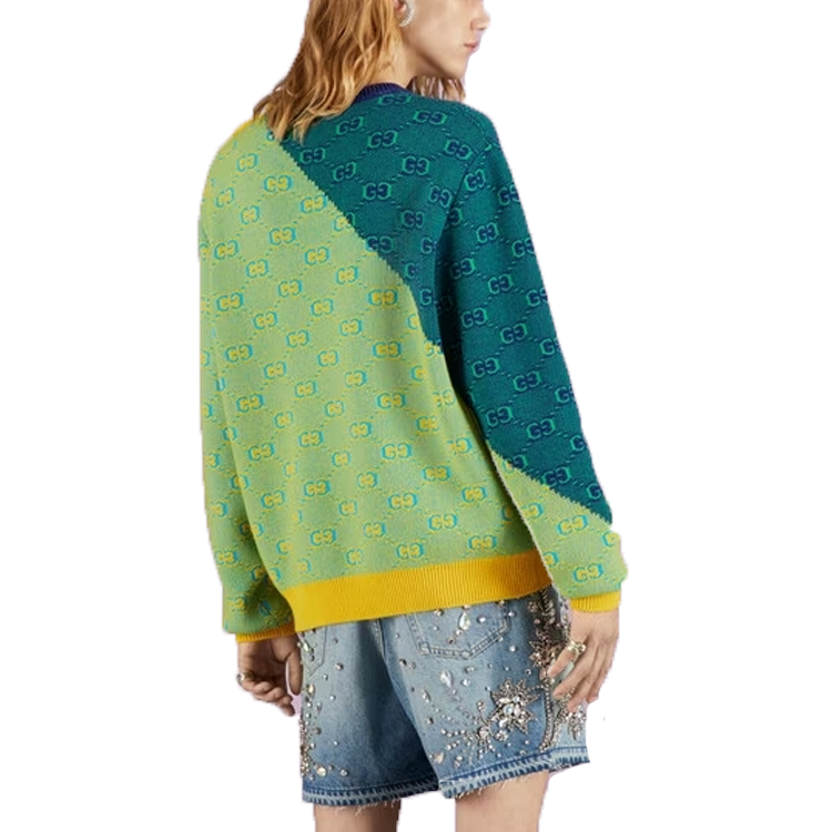 Gucci GG Jacquard Wool Knit Sweatshirt 'Green' 729380-XKC0J-7021