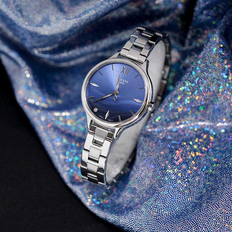 CASIO SHEEN Series SEA WAVE Subject Stylish Simplicity Watch Artificial Sapphire Gradient Blue Sapphire Crystal SHE-4550D-2BUPR
