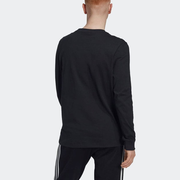 Men's adidas Alphabet Logo Printing Round Neck Pullover Long Sleeves Black T-Shirt HM2490