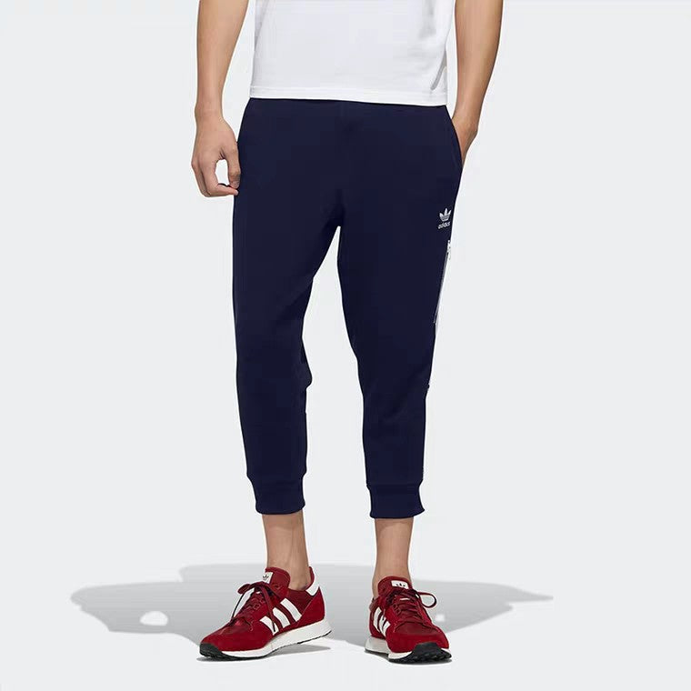 adidas originals Classic Logo Casual Sports Cropped Pants Navy Blue DX4229