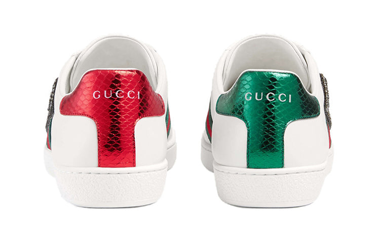 (WMNS) Gucci Leather Ace Safety Pin Embellished Low Top 'White' 454552-A38G0-9064