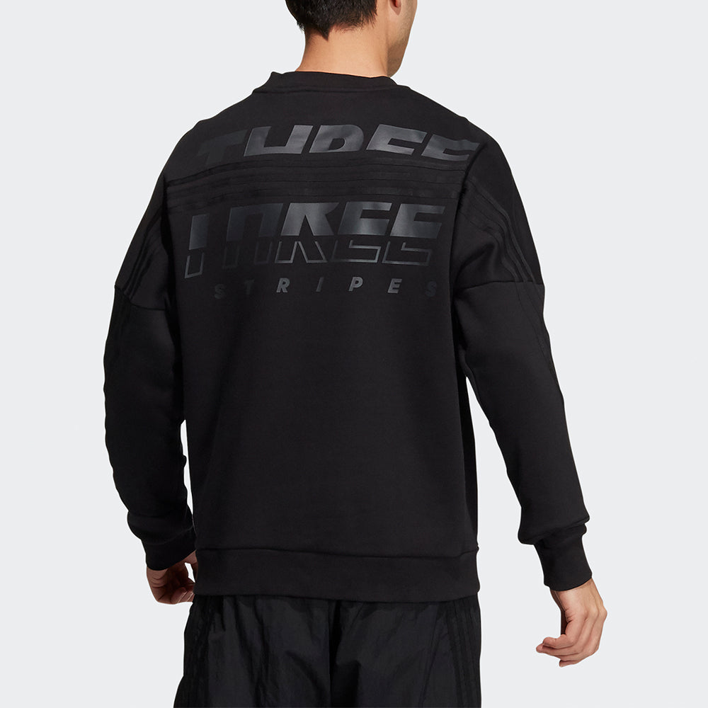 Men's adidas Si Wrd Crswt Splicing Sports Round Neck Pullover Black GT6351