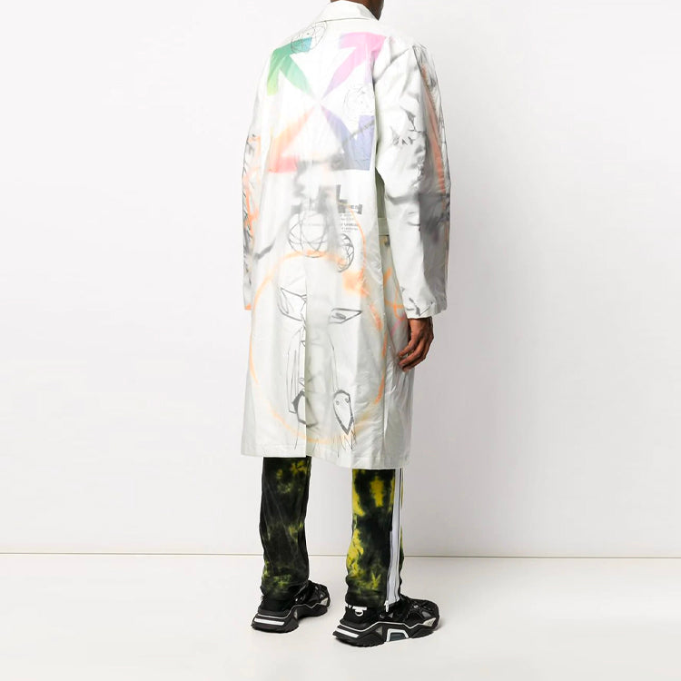 Off-White Printing Pattern single breasted Lacing Windbreaker Ordinary Version White OMEA217S20I100520188