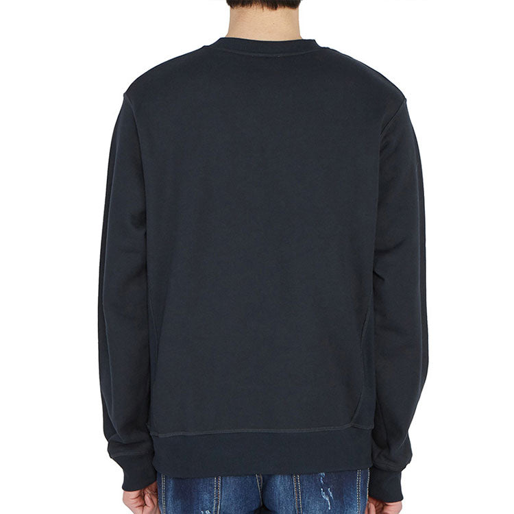 Men's into1DIOR Round Neck Cotton Long Sleeves Navy Blue 043J655A053-1589