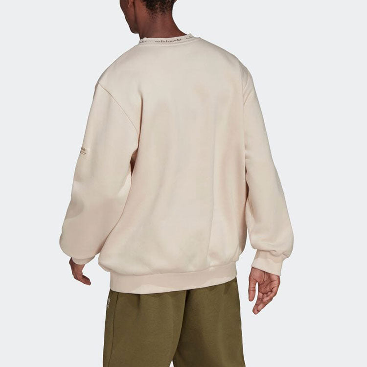 Men's adidas originals Printing Round Neck Loose Long Sleeves Creamy White HM2666