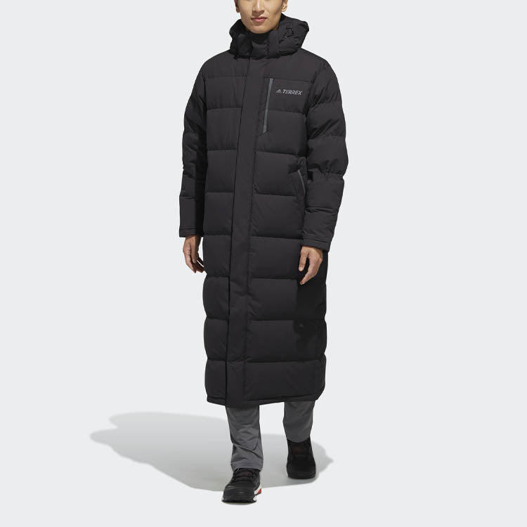 adidas Xplr Dwn Bench Stay Warm Solid Color mid-length hooded down Jacket Black FJ9241