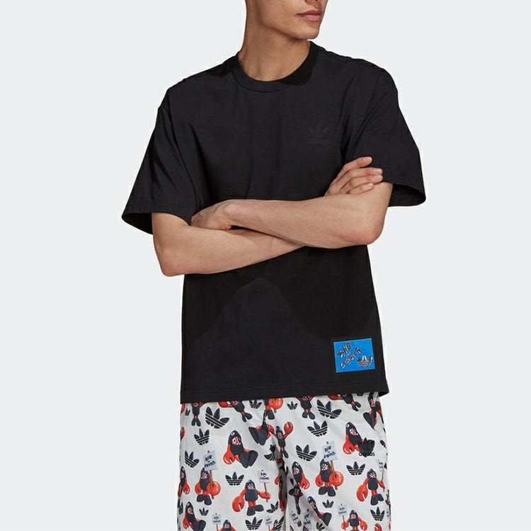 adidas originals Artist Tee Ss Back Dragon Printing Sports Short Sleeve Black HA4684