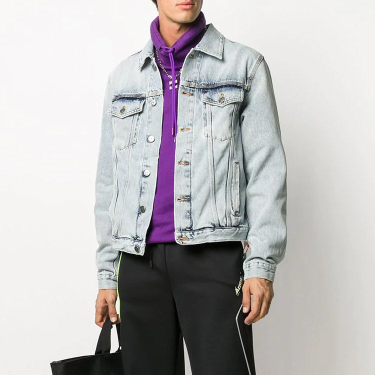 Off-White LogoBleachJean Jacket Men's Light Blue OMYE054F20DEN0014001